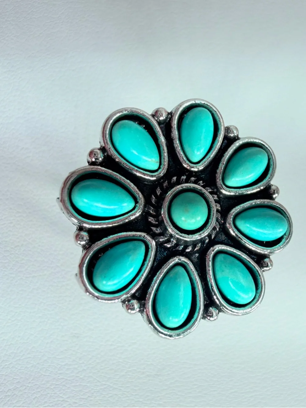 Turquoise Floral Statement Ring - Women's Jewelry